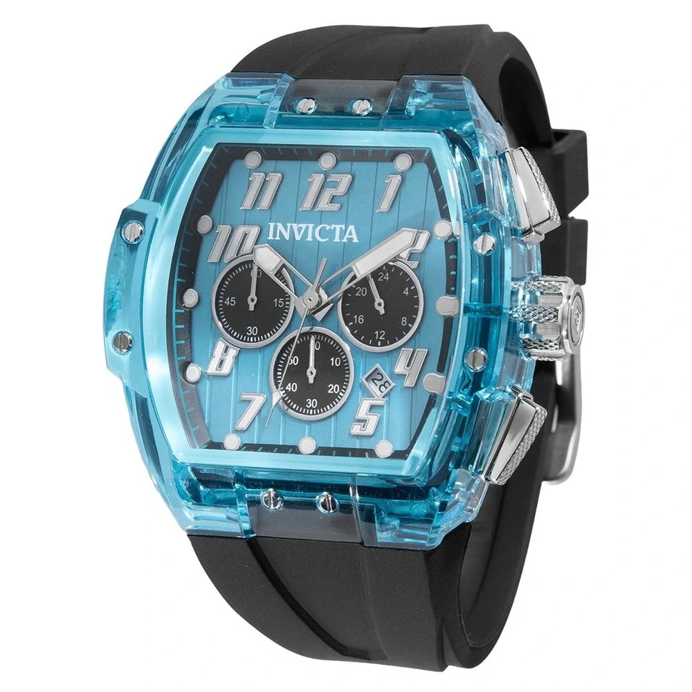 Invicta S1 Rally Chronograph Mens Blue Dial‎ Black Silicone Watch 40085 NEW